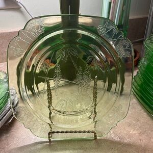 Vintage Federal Green Glass Parrot Plate- 1930